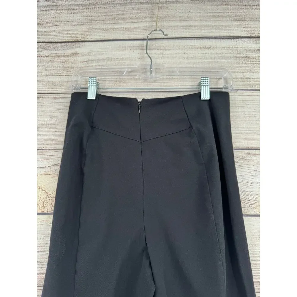 Free People Split‎ Hem Flare Pants Womens Small Black Ponte Knit Back Zip